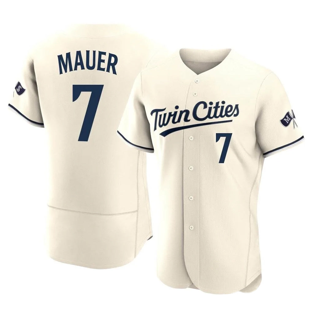 M.Twins #7 Joe Mauer Player Cream Home Limited Elite Hdoa Stitched Jerseys