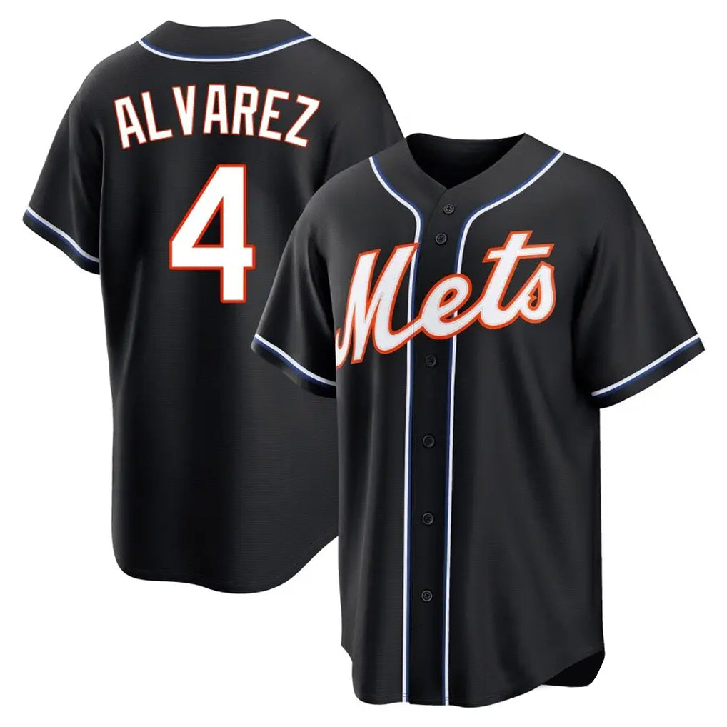 NY.Mets #4 Francisco Alvarez Player Black Fashion Out Game Hdoa Stitched Jerseys