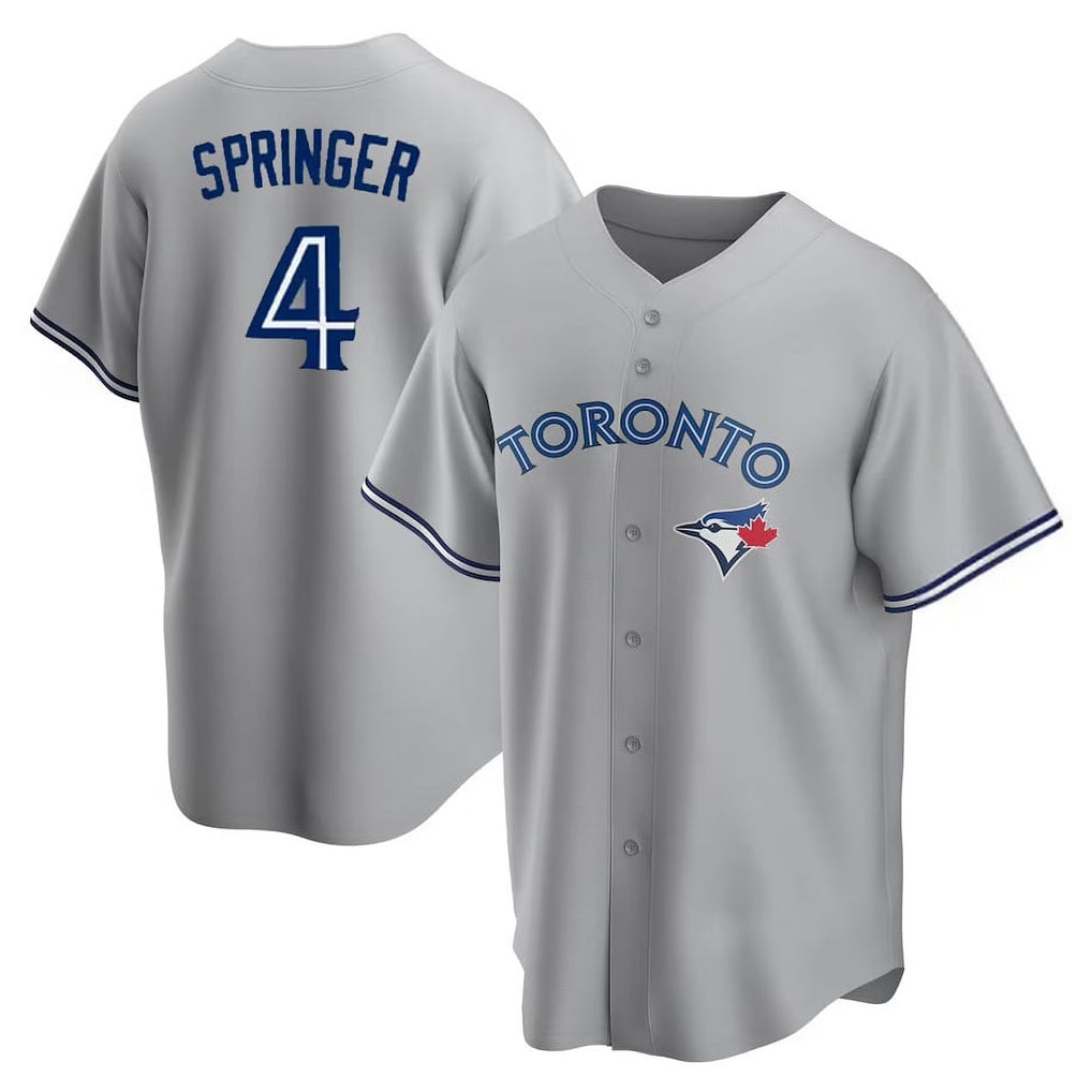 T.Blue Jays #4 George Springer Player Gray Home Game Hdoa Stitched Jerseys