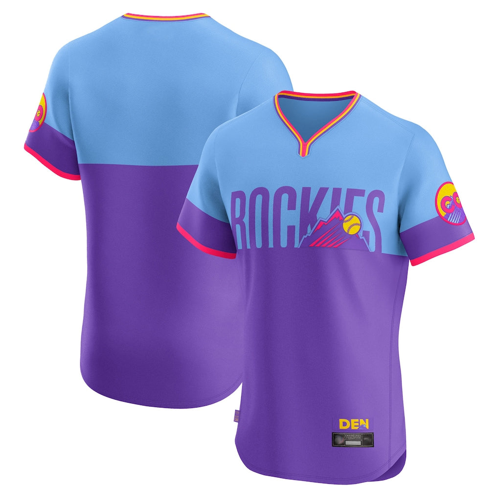 C.Rockies ## Rockies Blank Player Purple-Light Blue City Connect Limited Elite Home T-shirt Hdoa Stitched Jerseys