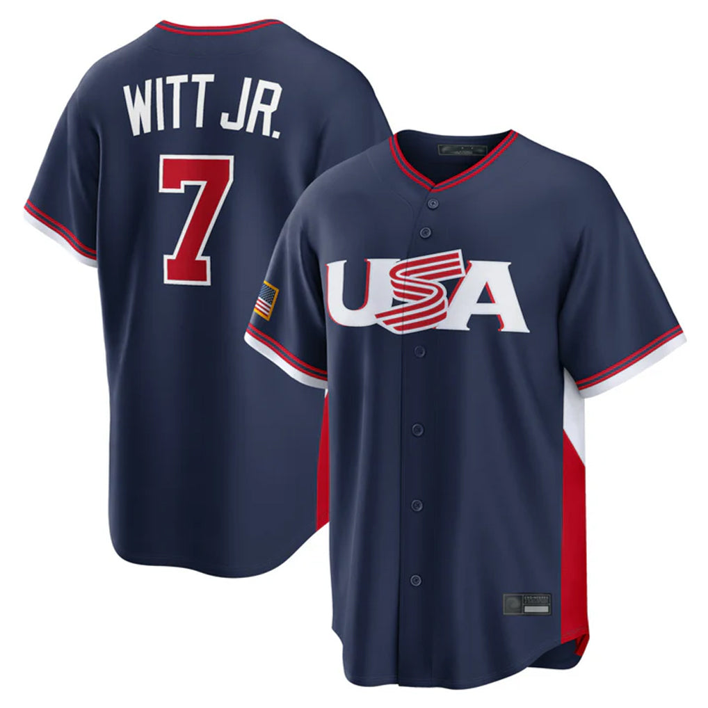 KC.Royals #7 Bobby Witt Jr. Player Navy USA 2026 World Classic Game Hdoa Stitched Jerseys
