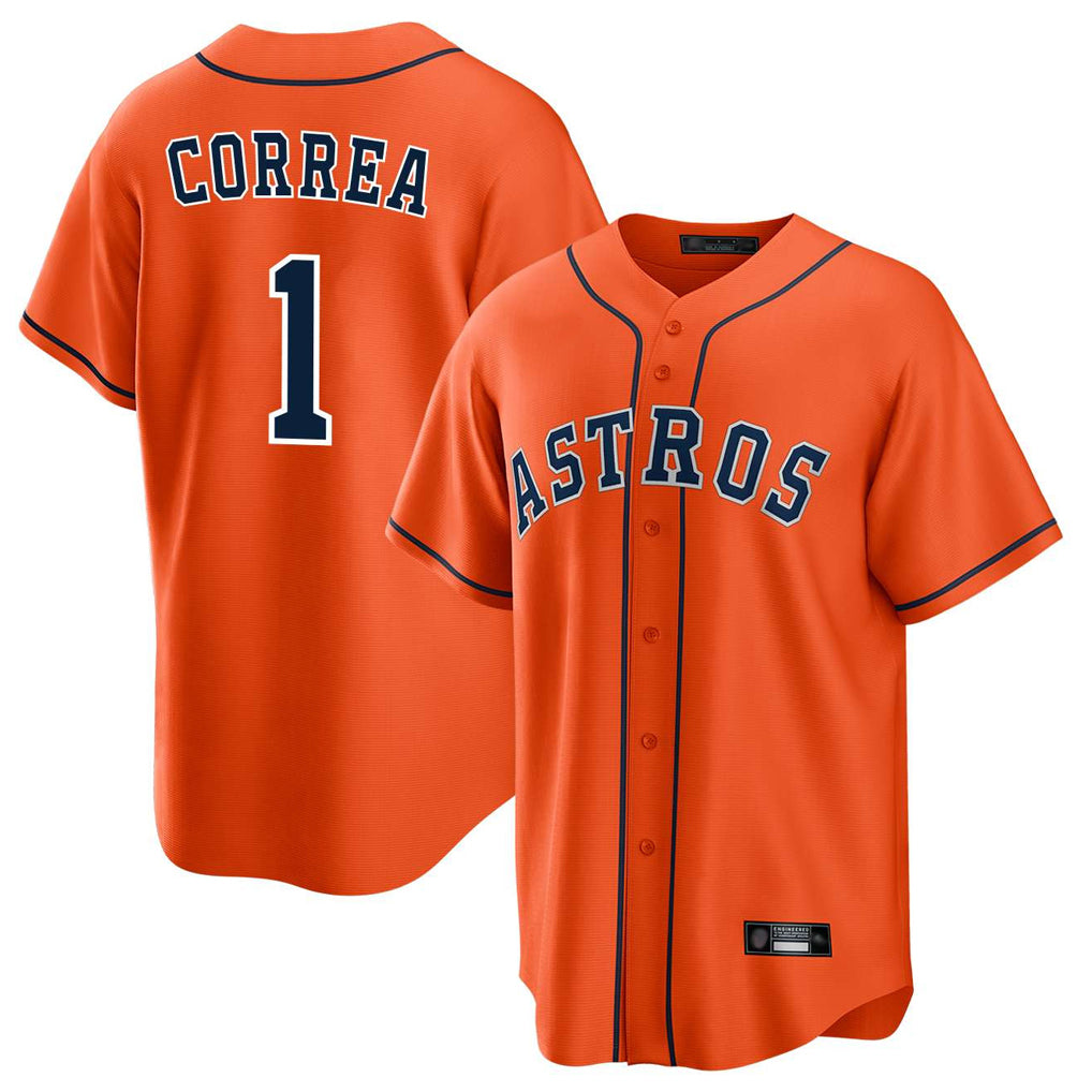 H.Astros #1 Carlos Correa Player Orange Home Game Hdoa Stitched Jerseys