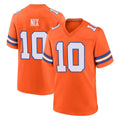 D.Broncos #10 Bo Nix Player Orange Alternate Collection Throwback Game Hdoa Stitched Jerseys