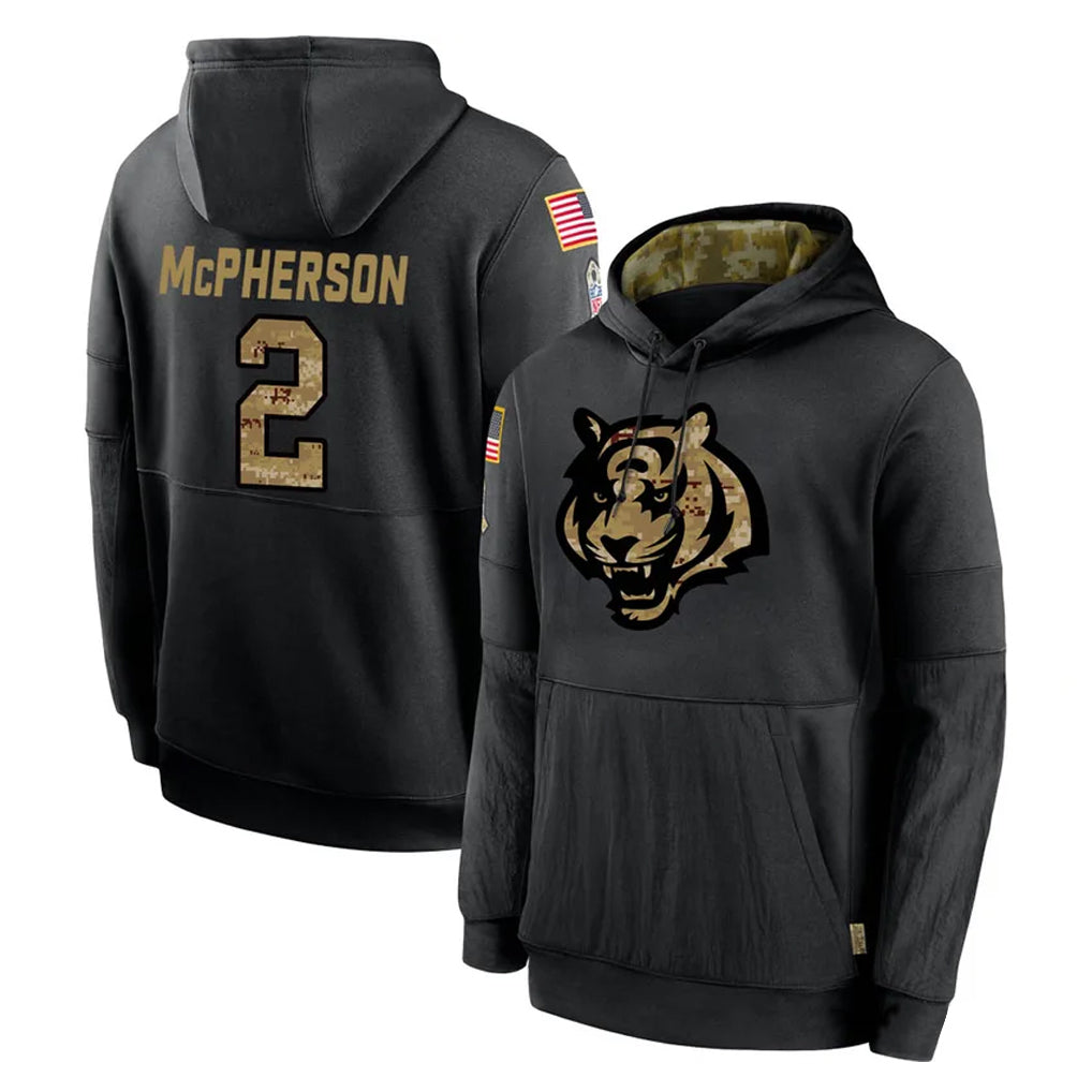C.Bengals #2 Evan McPherson Player Black Salute to Service Pullover Hoodies Limited Hdoa Stitched Jerseys