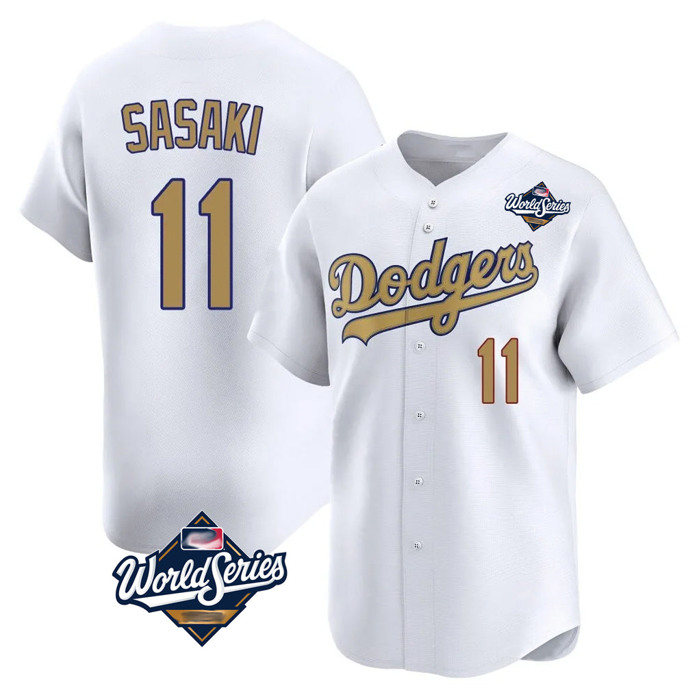 LA.Dodgers #11 Roki Sasaki Player Gold World Series Collection Limited Home Hdoa Stitched Jerseys