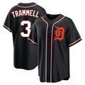 D.Tigers #3 Alan Trammell Player Black Fashion Out Home Game Hdoa Stitched Jerseys