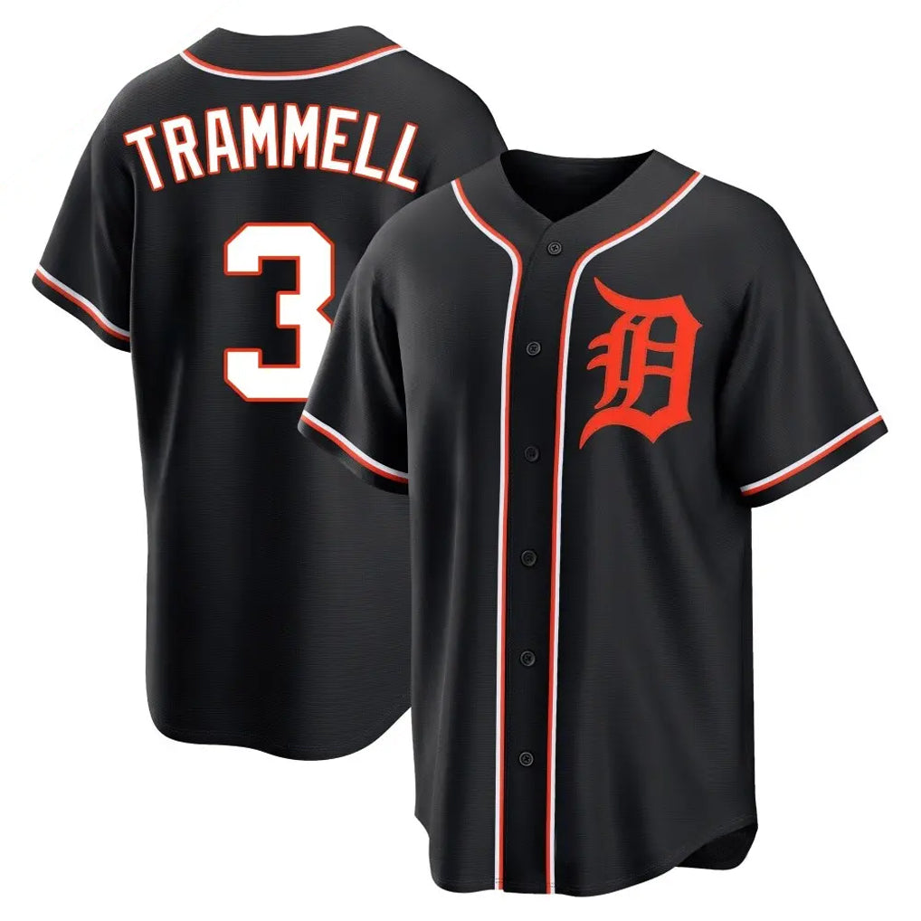 D.Tigers #3 Alan Trammell Player Black Fashion Out Home Game Hdoa Stitched Jerseys