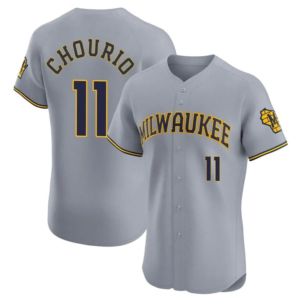 M.Brewers #11 Jackson Chourio Player Gray Home Limited Elite Hdoa Stitched Jerseys