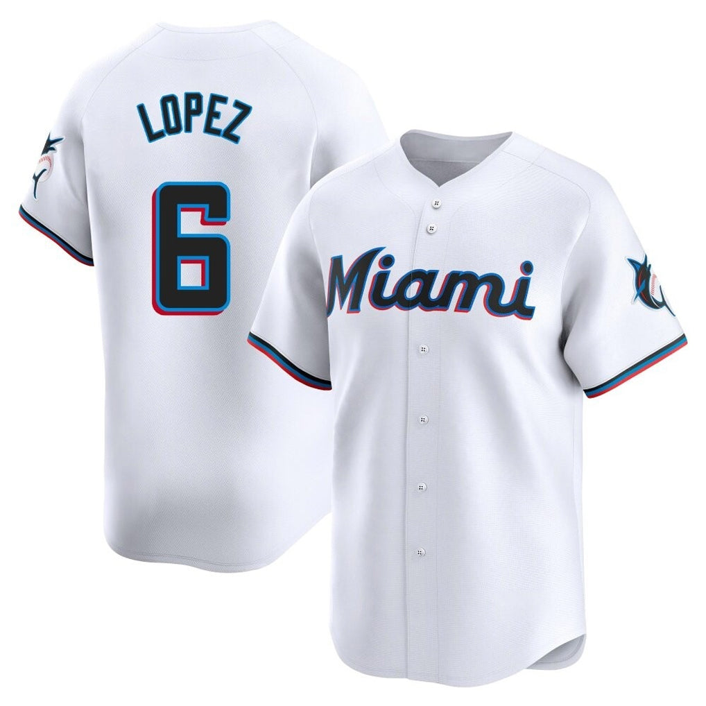 M.Marlins #6 Otto Lopez Player White  Home Limited Hdoa Stitched Jerseys