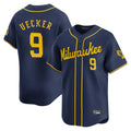 M.Brewers #9 Bob Uecker Player Navy Home Limited Hdoa Stitched Jerseys