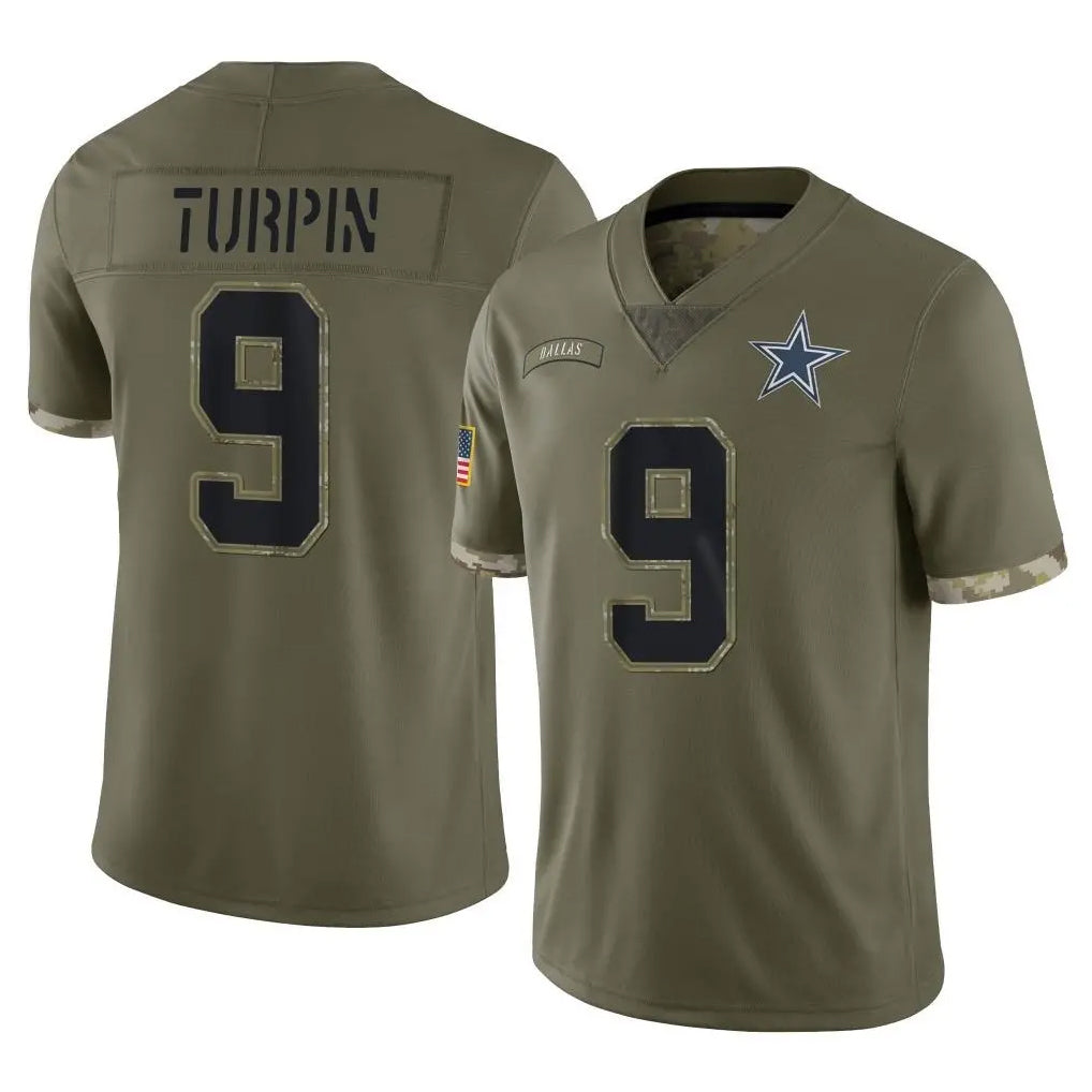 D.Cowboys #9 KaVontae Turpin Player Olive Salute to Service Limited Game Hdoa Stitched Jerseys