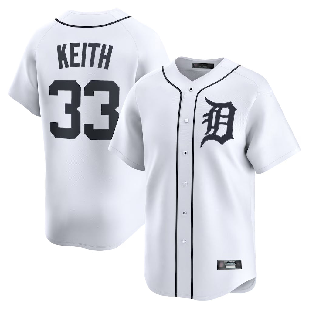 D.Tigers #33 Colt Keith Player White Home Limited Hdoa Stitched Jerseys