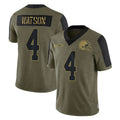C.Browns #4 Deshaun Watson Player Olive Salute to Service Limited Home Game Hdoa Stitched Jerseys