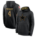 D.Cowboys #4 Dak Prescott Player Black Salute to Service Pullover Hoodies Limited Hdoa Stitched Jerseys