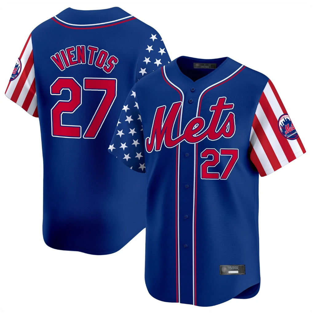 NY.Mets #27 Mark Vientos Player Royal 2025 Independence Day Vapor Premier Limited  Hdoa Stitched Jerseys