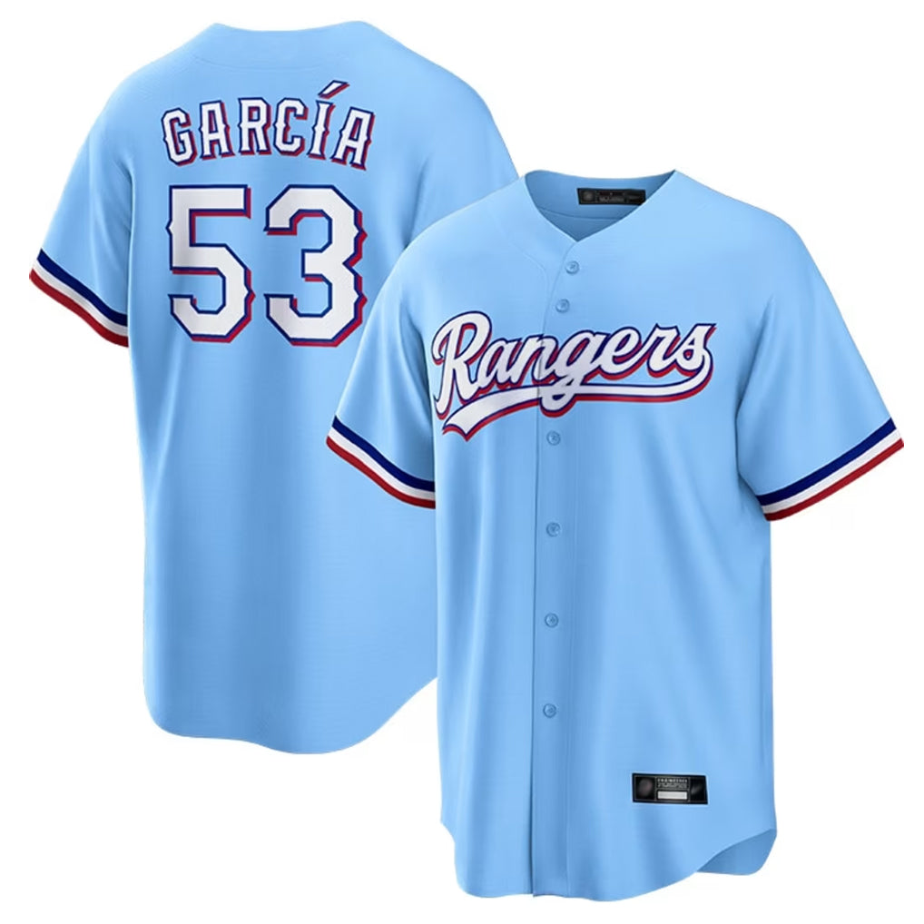 T.Rangers #53 Adolis Garcia Player Light Blue Home Game Hdoa Stitched Jerseys