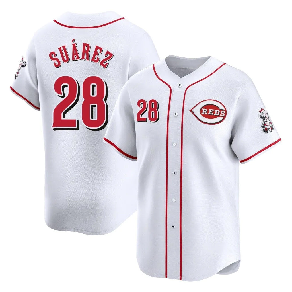C.Reds #28 Eugenio Su¨¢rez Player White Home Limited Hdoa Stitched Jerseys