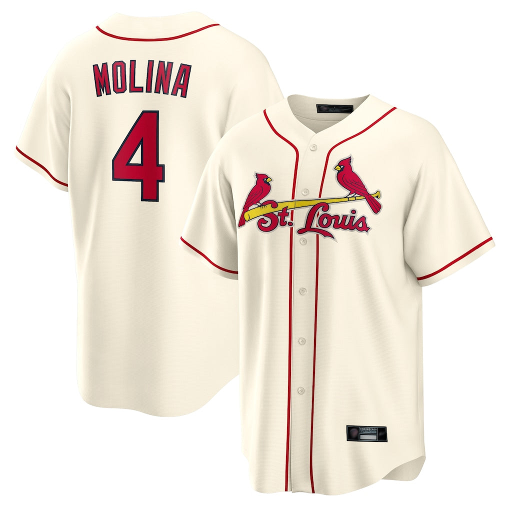 St. Louis Cardinals #4 Yadier Molina Player Cream Home Game Hdoa Stitched Jerseys