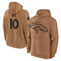 D.Broncos #10 Bo Nix Player Brown Salute to Service Hoodies Limited Game Hdoa Stitched Jerseys