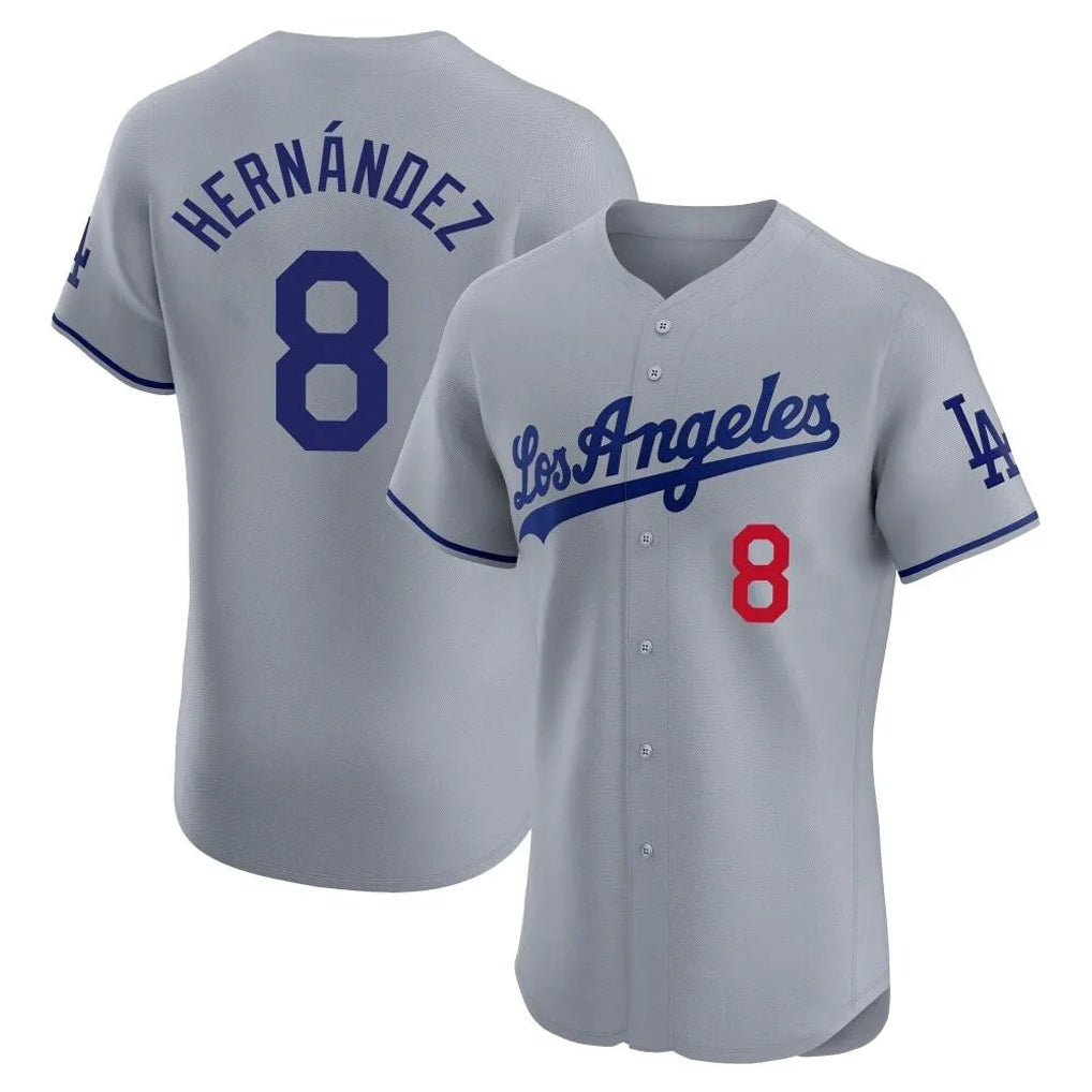 LA.Dodgers #8 Enrique Hern¨¢ndez Player Gray Limited Elite Home Hdoa Stitched Jerseys