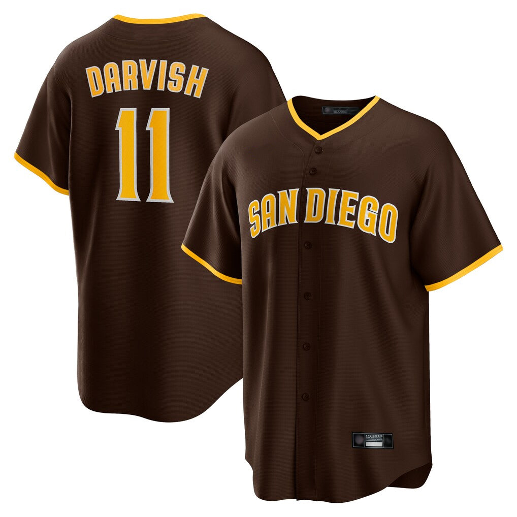 S.Diego Padres #11 Yu Darvish Player Brown Alternate Replica Game Hdoa Stitched Jerseys