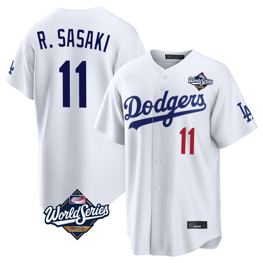 LA.Dodgers #11 Roki Sasaki Player White World Series Home Game Hdoa Stitched Jerseys