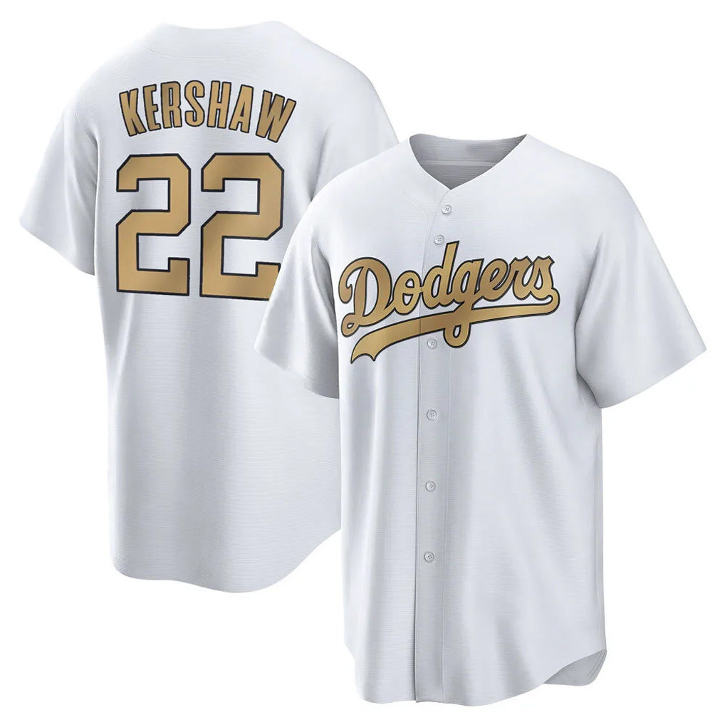 LA.Dodgers #22 Clayton Kershaw Player Gold Collection Game Home Hdoa Stitched Jerseys