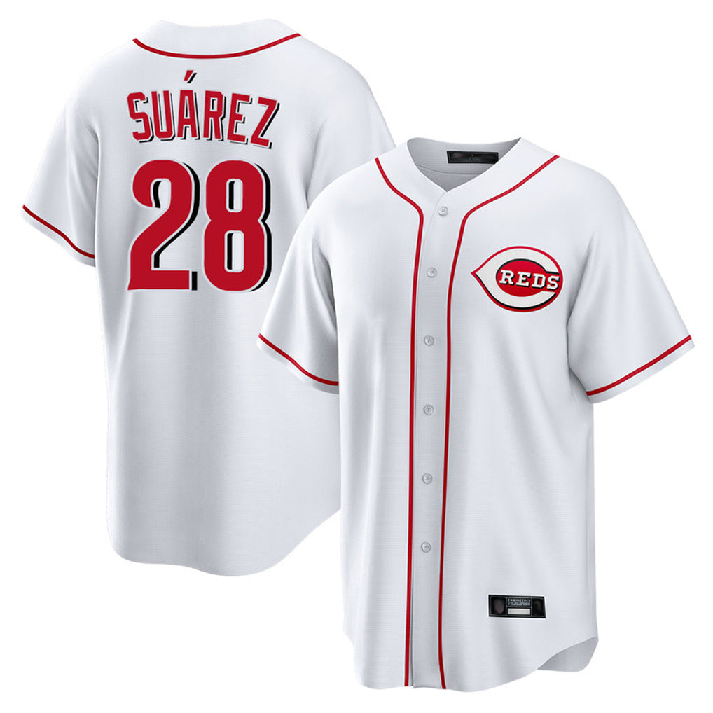 C.Reds #28 Eugenio Su¨¢rez Player White Game Home Hdoa Stitched Jerseys