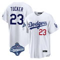 LA.Dodgers #23 Kyle Tucker Player White World Series Meet Home Game Hdoa Stitched Jerseys