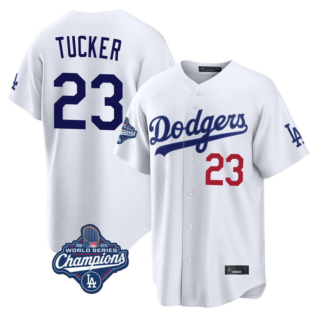 LA.Dodgers #23 Kyle Tucker Player White World Series Meet Home Game Hdoa Stitched Jerseys