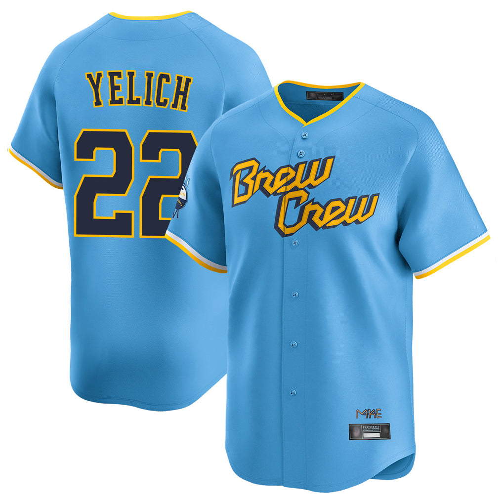 M.Brewers #22 Christian Yelich Player Light Blue City Connect Home Limited Hdoa Stitched Jerseys