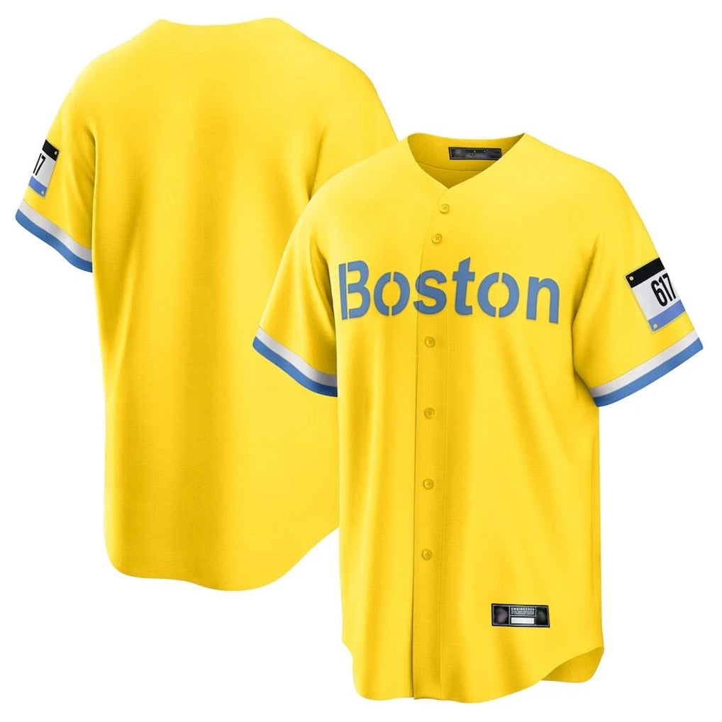B.Red Sox ## Red Sox Blank Player Yellow Home Game Hdoa Stitched Jerseys