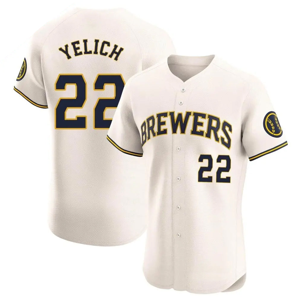 M.Brewers #22 Christian Yelich Player Cream Home Limited Elite Hdoa Stitched Jerseys