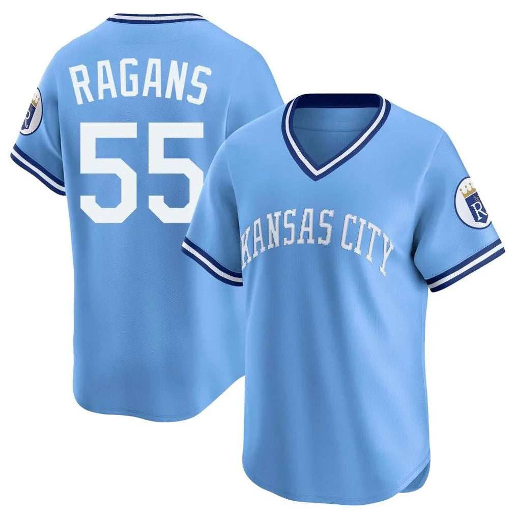 KC.Royals #55 Cole Ragans Player Light Blue Limited Throwback Cooperstown Collection T-shirt Hdoa Stitched Jerseys