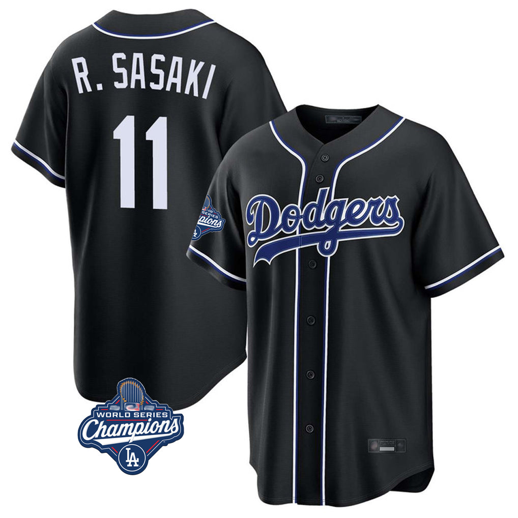 LA.Dodgers #11 Roki Sasaki Player Black World Series Meet Carbon Limited Home Hdoa Stitched Jerseys