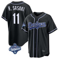 LA.Dodgers #11 Roki Sasaki Player Black World Series Meet Carbon Limited Home Hdoa Stitched Jerseys