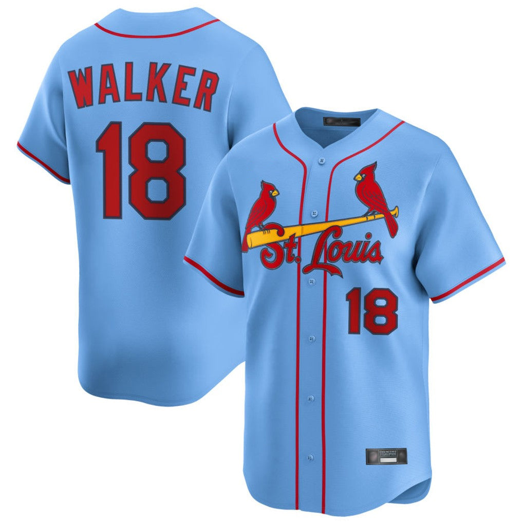 St. Louis Cardinals #18 Jordan Walker Player Light Blue Home Limited Hdoa Stitched Jerseys