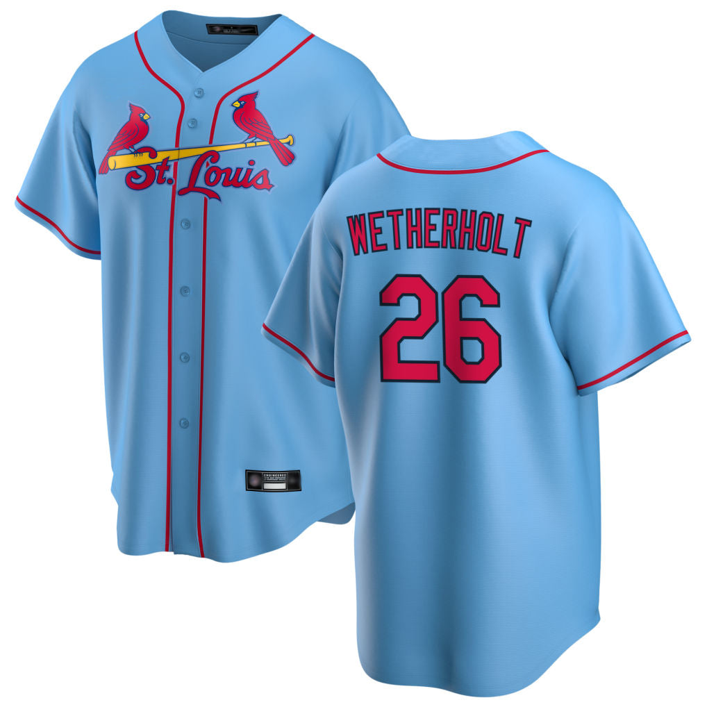 St. Louis Cardinals #26 JJ Wetherholt Player Light Blue Home Game Hdoa Stitched Jerseys