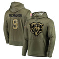 C.Bears #9 Jim McMahon Player Olive Salute to Service Pullover Hoodies Home Game Hdoa Stitched Jerseys