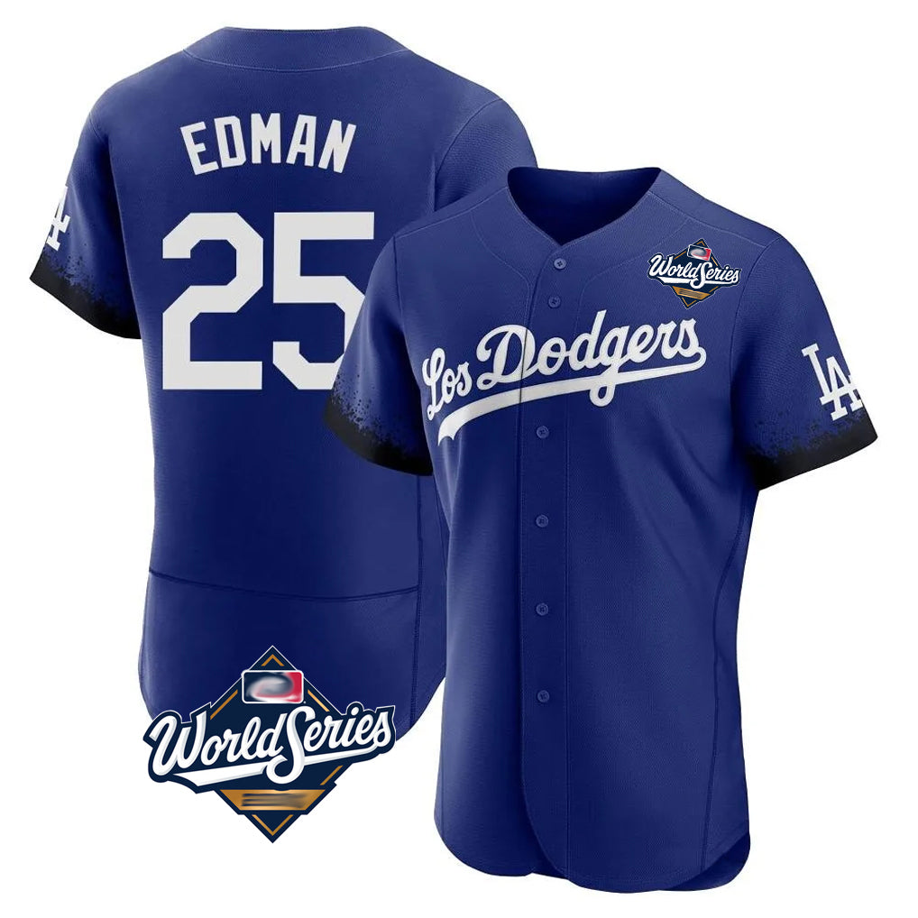 LA.Dodgers #25 Tommy Edman Player Royal World Series City Connect Elite Home Hdoa Stitched Jerseys
