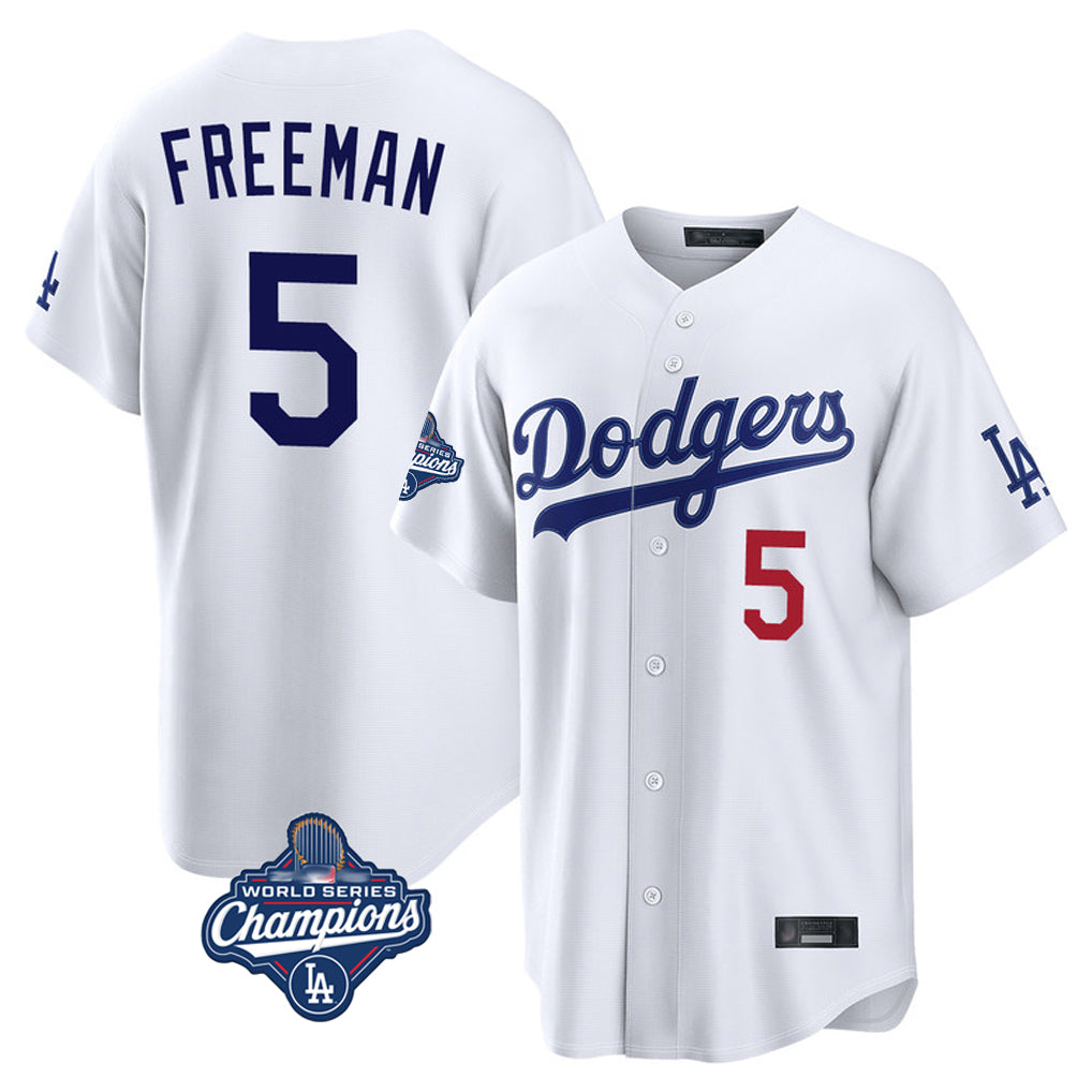 LA.Dodgers #5 Freddie Freeman Player White World Series Meet Home Game Hdoa Stitched Jerseys