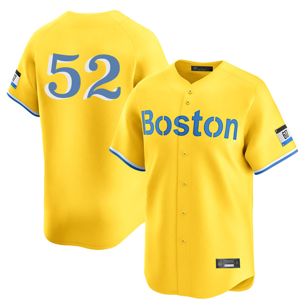 B.Red Sox #52 Wilyer Abreu Player Yellow Limited Home Game Hdoa Stitched Jerseys