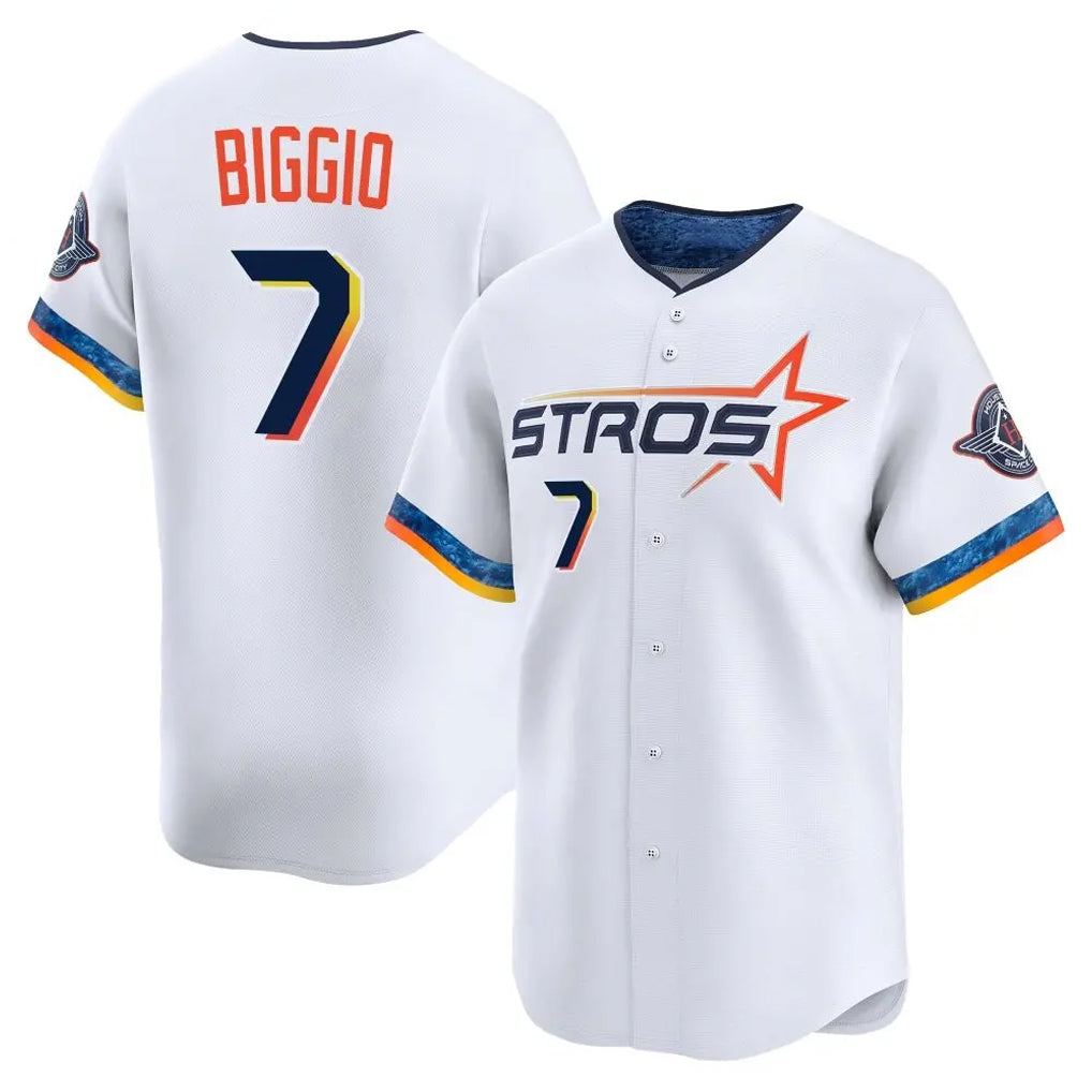 H.Astros #7 Craig Biggio Player White City Connect Limited Home Hdoa Stitched Jerseys