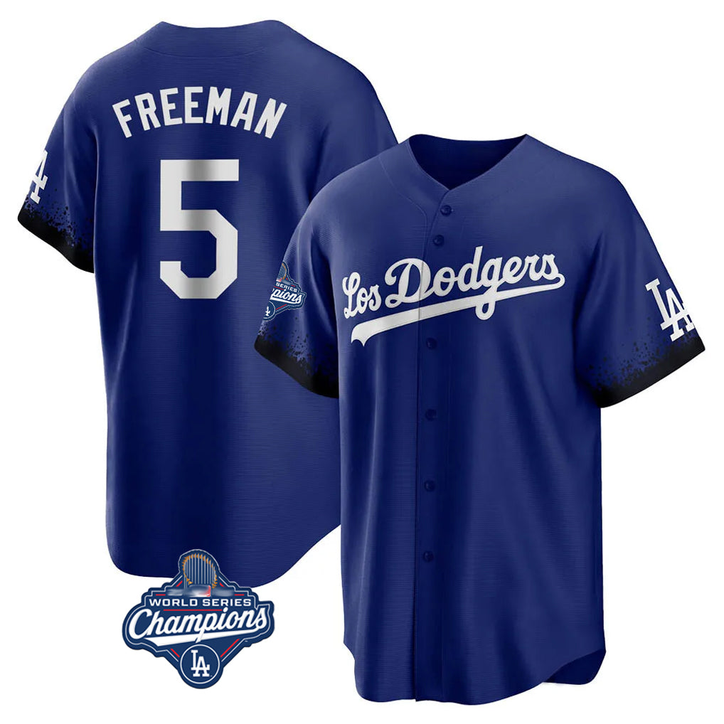LA.Dodgers #5 Freddie Freeman Player Royal World Series Meet City Connect Home Game Hdoa Stitched Jerseys