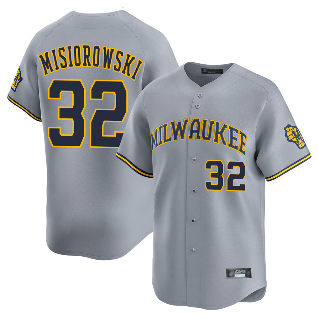 M.Brewers #32 Jacob Misiorowski Player Gray Home Limited Hdoa Stitched Jerseys