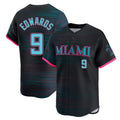 M.Marlins #9 Xavier Edwards Player Black City Connect Home Limited Hdoa Stitched Jerseys