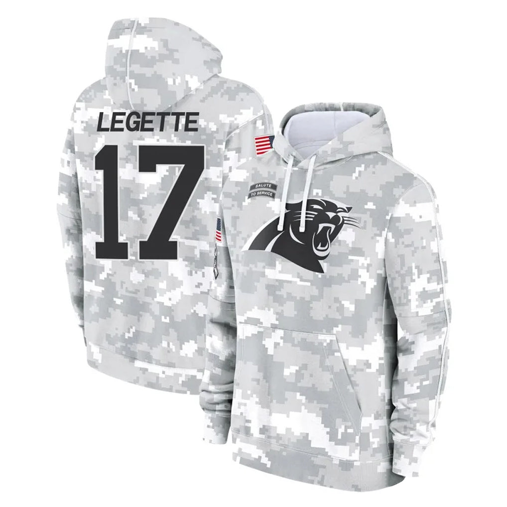 C.Panthers #17 Xavier Legette Player Arctic Camo Salute to Service Pullover Hoodies Limited Game Hdoa Stitched Jerseys