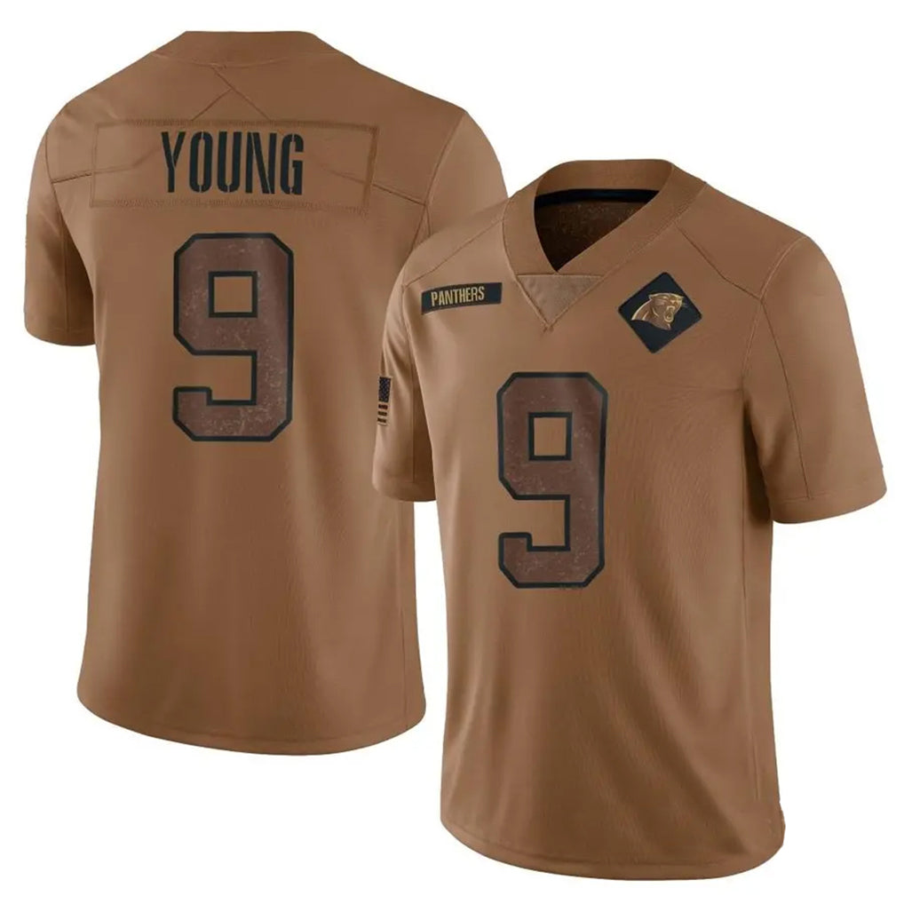 C.Panthers #9 Bryce Young Player Brown Salute To Service Limited Hdoa Stitched Jerseys