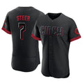 C.Reds #7 Spencer Steer Player Black City Connect Limited Elite Home Hdoa Stitched Jerseys