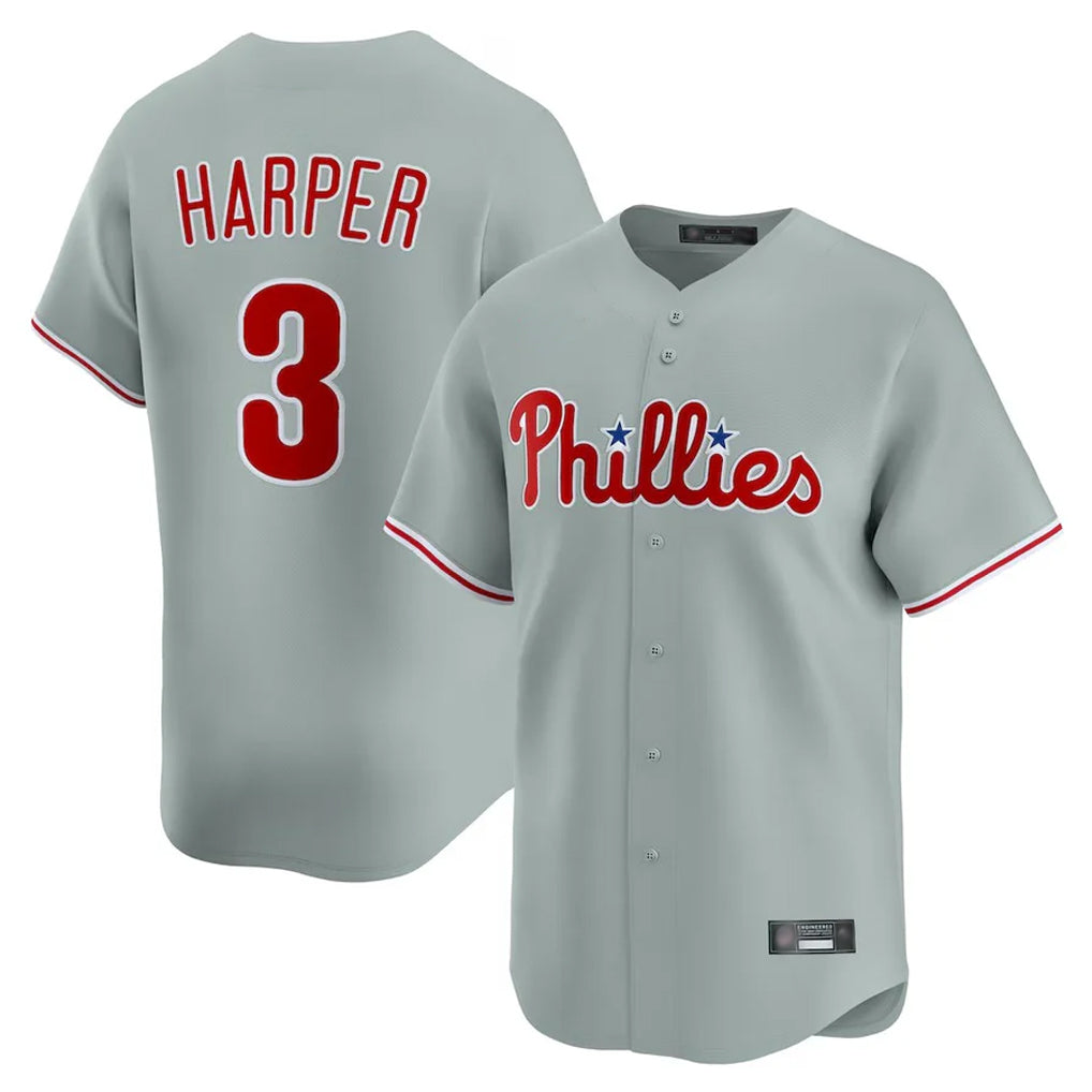 P.Phillies #3 Bryce Harper Player Gray Home Limited Hdoa Stitched Jerseys